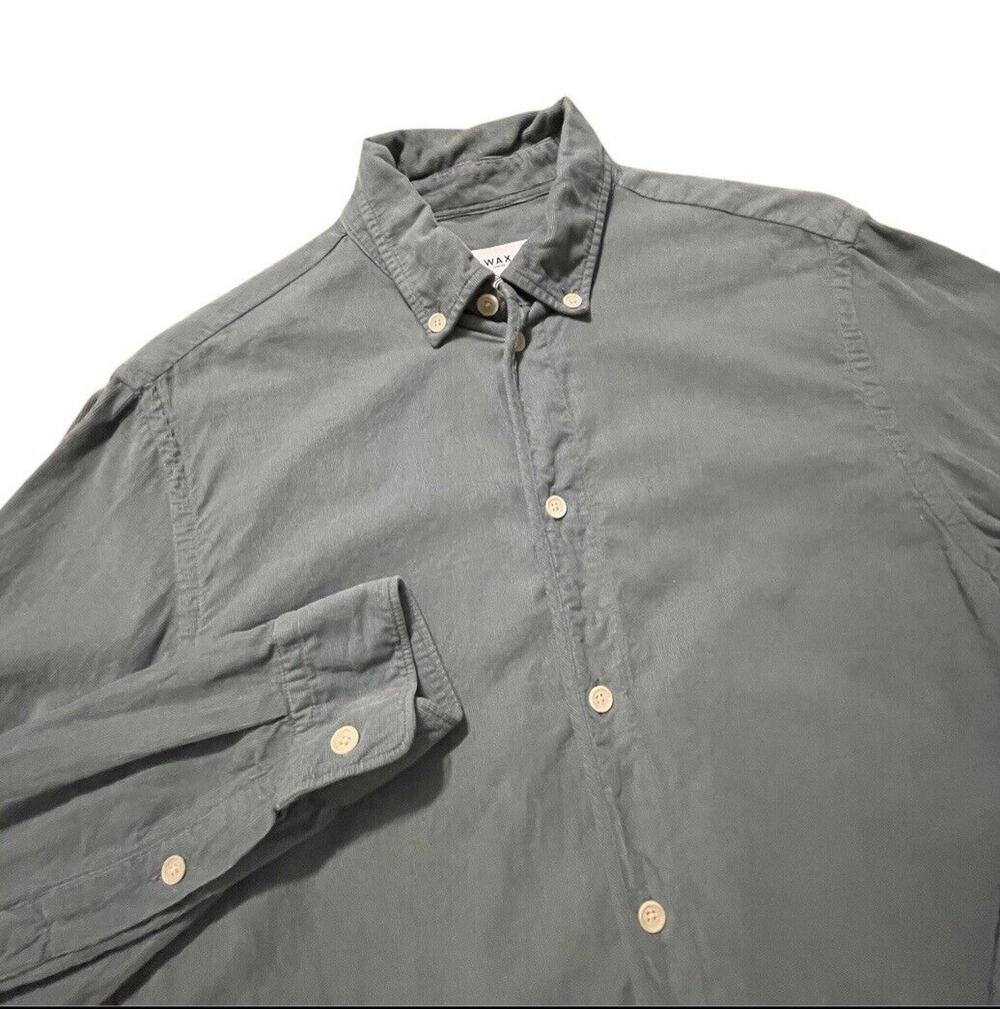 Wax London Button Down Shirt Mens Small Blue Mini Corduroy LS Portugal Cotton